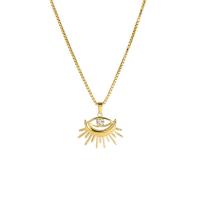 Evil Eye Jewelry Necklace, 304 Stainless Steel, with 2inch extender chain, 18K gold plated, fashion jewelry & for woman & with rhinestone & hollow Approx 15.7 Inch 