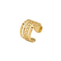 Stainless Steel Finger Ring, 304 Stainless Steel, Geometrical Pattern, real gold plated, adjustable & for woman & hollow, 14.5mm 