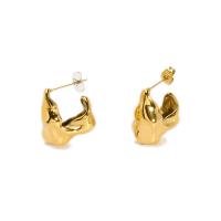 Stainless Steel Stud Earring, 304 Stainless Steel, Letter V, real gold plated, fashion jewelry & for woman [