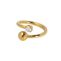 Stainless Steel Finger Ring, 304 Stainless Steel, real gold plated, adjustable & for woman 
