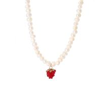 Natural Freshwater Pearl Necklace, with Resin & 304 Stainless Steel, with 2inch extender chain, Strawberry, fashion jewelry & for woman 13.8mm Approx 15.2 Inch 
