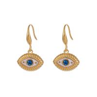 Evil Eye Earrings, 304 Stainless Steel, Vacuum Ion Plating, fashion jewelry & for woman & with rhinestone, golden 