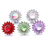 alliage de zinc Bouton de Chunk bracelet fermoir, fleur, Placage de couleur platine, bijoux de mode & DIY & avec strass, plus de couleurs à choisir Vendu par PC