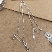 Sterling Silver Jewelry Necklace, 925 Sterling Silver, with 1.97inch extender chain, silver color plated, fashion jewelry & for woman Approx 15.75 Inch 