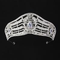 Bridal Tiaras, Zinc Alloy, with Cubic Zirconia, silver color plated, fashion jewelry & for woman & with rhinestone, silver color 