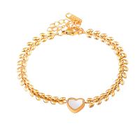 Stainless Steel Chain Bracelets, 316L Stainless Steel, with Shell, with 1.97inch extender chain, fashion jewelry & for woman, golden Approx 5.9 Inch 