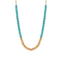 Turquoise Jewelry Necklace, 316L Stainless Steel, with turquoise, with 1.97inch extender chain, fashion jewelry & for woman, golden Approx 15.75 Inch 