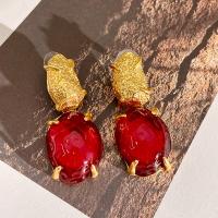 Lampwork Drop Earring, Zinc Alloy, with Lampwork, real gold plated, fashion jewelry & for woman, golden, 53mm 