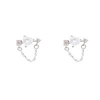 Cubic Zirconia Micro Pave Brass Earring, high quality plated & micro pave cubic zirconia & for woman, silver color, 15mm [