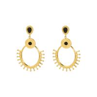 Stainless Steel Drop Earring, 304 Stainless Steel, with Natural Stone, real gold plated, fashion jewelry & for woman & hollow 