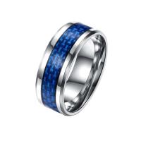 Enamel Stainless Steel Finger Ring, 304 Stainless Steel, with Carbon Fibre, polished & for man US Ring 