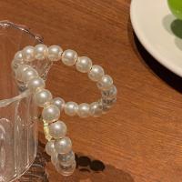Pendiente de aleación de cinc con perlas plásticas, Joyería & para mujer, Blanco, 55mm, Vendido por Par