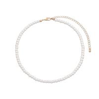 Plastic Pearl Necklace, Zinc Alloy, with Plastic Pearl, with 7cm extender chain, fashion jewelry & for woman, white, 4mm Approx 30 cm 