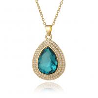 Cubic Zircon Micro Pave Brass Necklace, real gold plated, fashion jewelry & micro pave cubic zirconia & for woman cm 