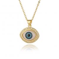 Evil Eye Jewelry Necklace, Brass, real gold plated, fashion jewelry & evil eye pattern & micro pave cubic zirconia & for woman & enamel cm 