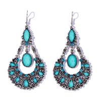Resin Zinc Alloy Earring, with Resin Rhinestone, plated, fashion jewelry & for woman & with rhinestone, blue [