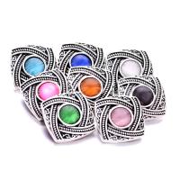 alliage de zinc Bouton de Chunk bracelet fermoir, avec Oeil de chat, cadre, Plaqué de couleur d'argent, bijoux de mode & DIY, plus de couleurs à choisir Vendu par PC