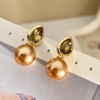 Crystal Drop Earring, Zinc Alloy, with Crystal & Plastic Pearl, plated, fashion jewelry & for woman, 25mm 