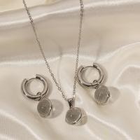 Fashion Stainless Steel Jewelry Sets, 304 Stainless Steel, with Glass, fashion jewelry & for woman Approx 17.72 Inch [