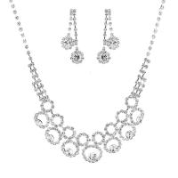 Латунь комплект ювелирных изделий, Кристаллы, серьги & ожерелье, с Латунь, плакирован серебром, Женский, 40.6mm, длина:18.11 дюймовый, продается указан
