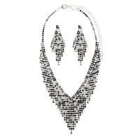 Латунь комплект ювелирных изделий, Кристаллы, серьги & ожерелье, с Латунь, плакирован серебром, Женский, Много цветов для выбора, 5.5cm длина:45 см, продается указан