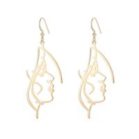 Brass Drop Earring, gold color plated & for woman & hollow 