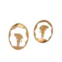 Brass Jewelry Pendants, Oval, polished, Corrosion-Resistant & fashion jewelry & DIY & hollow, original color 
