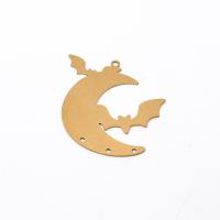 Brass Jewelry Pendants, Moon, polished, Corrosion-Resistant & fashion jewelry & DIY & hollow, original color 