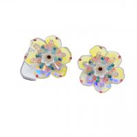 Lampwork Drop Earring, Brass, with Lampwork, Flower, plated, fashion jewelry & micro pave cubic zirconia 