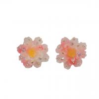 Lampwork Drop Earring, Brass, with Lampwork, Flower, plated, fashion jewelry & micro pave cubic zirconia 