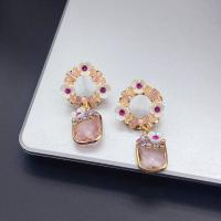 Lampwork Drop Earring, Brass, with Lampwork, plated, fashion jewelry & micro pave cubic zirconia 