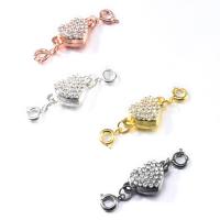 Rhinestone Zinc Alloy Connector, with Magnet, Heart, plated, DIY & with rhinestone Approx 3mm 
