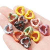 Kunstdruck Porzellan Perlen, Herz, DIY, gemischte Farben, 12x13mm, Bohrung:ca. 2mm, 40PCs/Tasche, verkauft von Tasche[