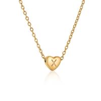 Titanium Steel Jewelry Necklace, with 2inch extender chain, Heart, real gold plated, oval chain & with letter pattern & for woman Approx 15.7 Inch 
