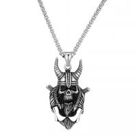 Titanium Steel Jewelry Necklace, Skull, vintage & for man Approx 23.6 Inch [
