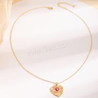 Rhinestone Brass Necklace, Heart, fashion jewelry & for woman & with rhinestone, golden Approx 42-47 cm 