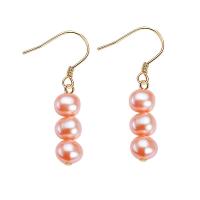 Freshwater Pearl Brass Earring, with Brass, fashion jewelry & for woman 