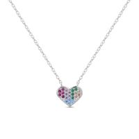 Cubic Zircon Micro Pave Brass Necklace, with 5cm extender chain, Heart, platinum plated, fashion jewelry & micro pave cubic zirconia & for woman Approx 40 cm 