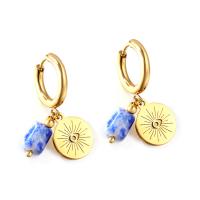 Stainless Steel Drop Earring, 304 Stainless Steel, with turquoise, Vacuum Ion Plating, fashion jewelry & for woman, golden 