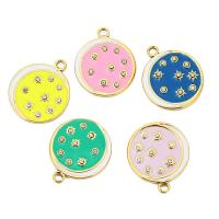 Enamel Stainless Steel Pendant, 304 Stainless Steel, Round, Vacuum Ion Plating, fashion jewelry & DIY & for woman & with rhinestone Approx 1.9mm 