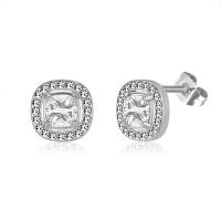 Stainless Steel Cubic Zirconia Stud Earring, 316L Stainless Steel, with Cubic Zirconia, Square, Vacuum Ion Plating, fashion jewelry & for woman 10mm 