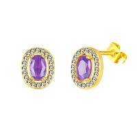 Stainless Steel Rhinestone Stud Earring, 316L Stainless Steel, with Opal, Oval, Vacuum Ion Plating, fashion jewelry & for woman & with rhinestone 10mm 