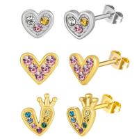 Stainless Steel Rhinestone Stud Earring, 316L Stainless Steel, Heart, Vacuum Ion Plating, fashion jewelry & for woman & with rhinestone 10mm 