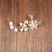 Alligator Hair Clip, Zinc Alloy, with Plastic Pearl, plated, fashion jewelry & for woman & with rhinestone [