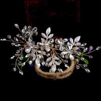 Bridal Hair Wreath, Brass, with Crystal, handmade, fashion jewelry & for woman, golden 
