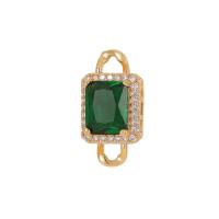 Cubic Zirconia Micro Pave Brass Connector, Rectangle, plated, DIY & micro pave cubic zirconia & 1/1 loop 