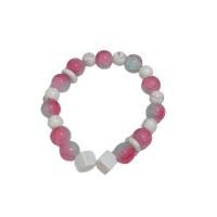 Gemstone Bracelets, Brass, with Lighter Imperial Jade & White Agate, plated, fashion jewelry, pink cm 
