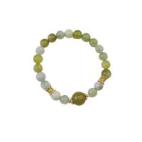 Gemstone Bracelets, Brass, with Natural Stone, plated, fashion jewelry, green cm 