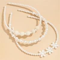 Hair Bands, Iron, with Plastic Pearl, fashion jewelry, white [
