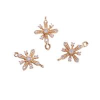 Cubic Zirconia Micro Pave Brass Connector, Snowflake, plated, DIY & micro pave cubic zirconia, gold 